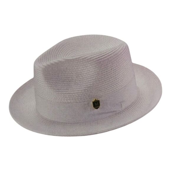 MONTIQUE MENS WHITE WIDE BRIM PINCH FEDORA HAT W/ MATCHING GROSGRAIN RIBBON H42 - Picture 2 of 8